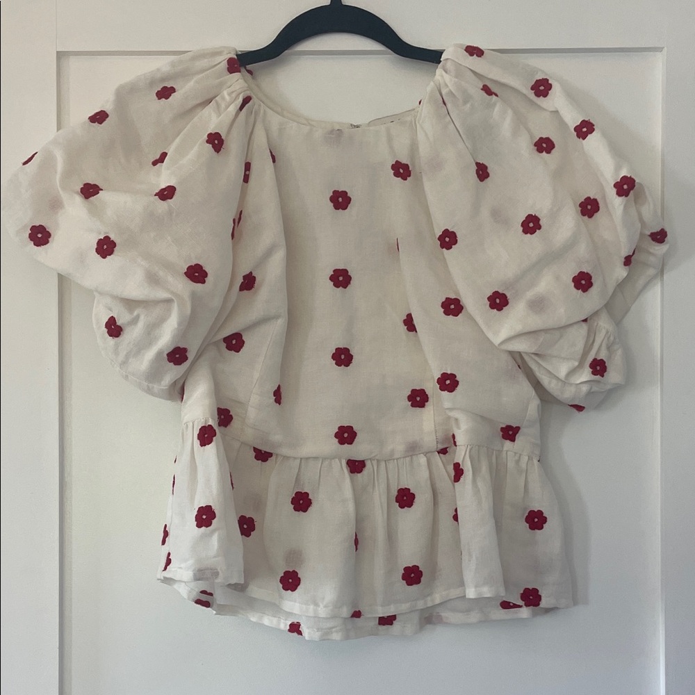 RHODE Amalie Top - Elegant Floral Puff Sleeve Blouse - Size 6 - NWOT